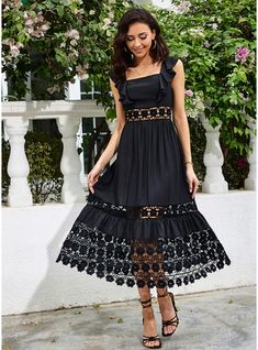 JJ's House No Appliques Lace Rayon Midi Square Spring Summer A-line NO Black S Height:5.7ft(174cm) Bust:33.5in(85cm) Waist:26in(66cm) Hips:36in(91cm) Dress. #JJ's House #No #AppliquesLace #Rayon #Midi #Square #Spring #Summer #Aline #NO #Black #S #Dress Rayon Fabric Dresses, House No, Dresses Style, Vacation Dresses, Tea Length, Rayon Fabric, Midi Dresses, Dress Fabric, Appliques