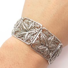 925 Sterling Silver Vintage Alice Caviness Filigree Panel Link Bracelet 7"Weight: 30.5gWELCOME TO PAWN SHOPWe are an actual pawn shop and have been in business for over 25 years.Since 1990, our establishment has been serving a variety of clients by providing them with short term cash solutions and options of liquidity regarding their treasured heirlooms.Acknowledging that today′s customers are very sophisticated and are looking for a variety of investments, our acquisitions are hand-picked for o Classic Sterling Silver Filigree Bracelet Gift, Ornate Sterling Silver Bracelet With Intricate Design For Anniversary, Classic Sterling Silver Bracelet With Filigree, Victorian Sterling Silver Bracelet, Vintage Sterling Silver Bracelet Stamped 925, Victorian Sterling Silver Bracelets, Hallmarked Victorian Sterling Silver Bracelet, Victorian Sterling Silver Hallmarked Bracelet, Victorian Hallmarked Sterling Silver Bracelet