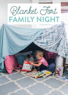 Easy and Fun Blanket Fort Family Night Idea by The Littles & Me Homemade Forts, Diy Blanket Fort, Indoor Tent For Kids, Living Room Fort, Activity Jar, Indoor Forts, Cool Forts