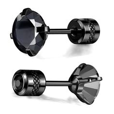 PRICES MAY VARY. Screw Back Earrings --6mm Black Cubic Zirconia, Studs for men and women Gemstone--high quality AAA+Black Cubic Zirconia ( diamond cut ) Metal--Black Gold Plated Titanium ( 316L Surgical Stainless Steel ) , Hypoallergenic for sensitive ears, Nickel free, Allergy-Free Post -- length : 6mm, 20g ( 0.8mm gauge ) , Screw Flat Back can wear double side. Fashion Stud Earrings--a surprise to birthday, anniversary, Mother’s day, Valentine’s Day, Christmas and wedding. Titainum Stainless S Studs For Men, Fake Diamond, Titanium Earrings, Cubic Zirconia Earrings, Free Post, Allergy Free, Earrings Black, Stainless Steel Earrings, Screw Back Earrings