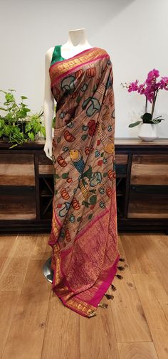 Beautiful Pen Kalamkari/ Hand Drawn Gadwal Saree collection, blouse to be customized. Product ships immediately within US. Blouse can take 2-3 weeks Designer Multicolor Tussar Silk Pre-draped Saree, Multicolor Handloom Tussar Silk Pre-draped Saree, Festive Kalamkari Print Pre-draped Saree In Slub Silk, Pre-draped Tussar Silk Saree With Kalamkari Print, Multicolor Raw Silk Pre-draped Saree With Pallu, Multicolor Silk Pre-draped Saree With Kalamkari Print, Festive Kalamkari Print Pre-draped Saree, Multicolor Silk Kalamkari Pre-draped Saree, Traditional Drape Kalamkari Blouse For Wedding