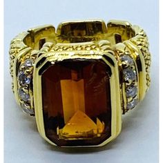 Judith Ripka 18k Yg Vs Diamond 13.5 X 9.2mm Citrine Ring 16.2 Grams Size 7. This Spectacular Judith Ripka Ring Is Crafted In Solid 18k Yellow Gold And Features An Approx. 13.5 X 9.2mm Citrine, And Approx. 0.50ct Diamonds (Vs2 Clarity/G Color). These Emerald/Round Cut Stones Are Bezel/Channel Set In A Beautifully Designed Ring. Please See All Pictures The Emerald Cut Citrine Has A Chip On One Of The Corners Stamped: Judith Ripka 18k Measures: Deck Length: 0.72 Inches (18.3 Mm) Height: 0.32 Inches (8.1 Mm) Shank: 0.25 Inches (6.4 Mm) Deck Width: 0.6 Inches (15.2 Mm) Total Weight: 16.2 Grams Diamond Weight: Total Weight Is Approximately 0.50 Carats. Vs2 Clarity/G Color. Judith Ripka Ring, Judith Ripka, Vs Diamond, Citrine Ring, Channel Set, Jewelry Vintage, Womens Jewelry Rings, Emerald Cut, Citrine