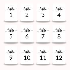 the table numbers are numbered in black and white, with one line drawn to each side