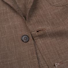 NEW, (Bespoke) Estimated US Size: 40 Estimated EU Size: 50 Solid Grayish Brown Color Made of Wool - Silk - Linen Hopsack Fabric Thee Button Closure Double Vented French Lined Unfinished Sleeve Buttonholes Patch Pockets Notch Lapel Made In Napoli, Italy Jacket Measurements: Shoulder (seam to seam): 18.75" Jacket Length: 29.5" Sleeve Length (top of the shoulder seam to the edge of the vented side of the sleeve): 24.5" Chest (pit to pit): 41.5" Waist: 38.5" This product is located in our EU warehou Brown Sport Coat With Concealed Placket For Office, Luxury Brown Tweed Jacket With Pockets, Classic Silk Outerwear With Buttons, Classic Silk Outerwear With Pockets, Elegant Brown Silk Outerwear, Business Silk Outerwear With Button Closure, Designer Brown Blazer With Pockets, Elegant Brown Linen Outerwear, Luxury Beige Linen Outerwear