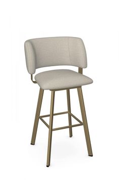 an upholstered bar stool with arms and backrests in light grey fabric