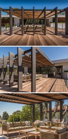 this is an outdoor living area with wooden flooring