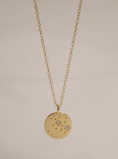 The Sagittarius Constellation Coin Necklace is for anyone born a Sagittarius or one at heart! This zodiac necklace features a Sagittarius constellation medallion suspended on a fine diamond cut chain. Available in 24K gold or rhodium plating over steel Patent plating & sealant technology to ensure durability and long lasting wear Made in Los Angeles, CA | Nickel & Lead Free Sagittarius Necklace, Sagittarius Constellation, Zodiac Necklace, Zodiac Necklaces, Wishing Well, Coin Necklace, Diamond Cut, Constellations, Rhodium Plated