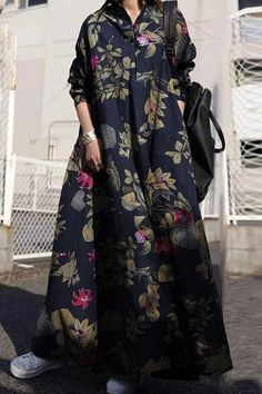 Product Name Navy Blue Vintage Print Split Joint Buckle Turndown Collar Shirt Dress Dresses Item NO. L564730429 Weight 0.4950 kg = 1.0913 lb = 17.4606 oz Category DRESSES Tag Long Sleeve , Print , Cotton , Turndown Collar , Ankle Length , Shirt Dress , Long , Vintage , Full Print , Split joint , Buckle , Shirt-Sleeve Material Cotton Style Vintage Pattern Type Print Element Split Joint,Buckle Neckline Turndown Collar Silhouette Shirt Dress Sleeve Style Shirt-Sleeve Sleeve Length Long Sleeve Dress Blue Casual Maxi Length Shirt Dress, Blue Casual Maxi Shirt Dress, Long Sleeve Blue Shirt Dress For Fall, Blue Long Sleeve Shirt Dress For Fall, Blue Long Sleeve Shirt Dress For Casual Wear, Navy Casual Maxi Dress For Spring, Casual Navy Maxi Dress For Spring, Navy Long Sleeve Maxi Dress For Spring, Navy Casual Maxi Dress