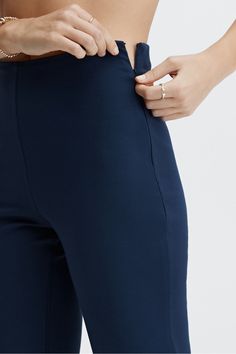 24/7 Kick Flare Pant Fabletics blue female Activewear >> Womens >> Bottoms >> Pants & Joggers >> Joggers regular Everyday Pockets Sleek pant in Fits-Perfect Ponte fabric Blue Stretch Bottoms With Comfort Waistband, Stretch Blue Bottoms With Comfort Waistband, Blue Stretch Ankle-length Bottoms, Blue Stretch Ankle-length Pants, Blue Stretch Capris With Elastic Waistband, Stretch Tapered Leg Capris With Elastic Waistband, Fitted Ankle-length Pants With Comfort Waistband, Comfort Stretch Blue Bottoms For Workwear, Stretch Bottoms With Comfort Waistband, Ankle-length