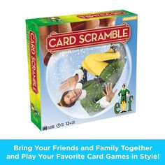 the card scramble board game is in its box