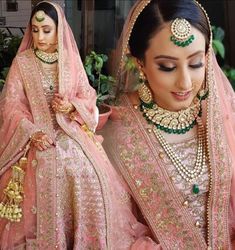 a woman in a pink bridal outfit