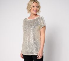 Shine bright with this iridescent cap-sleeve top. Just right for a holiday party or a night out on the town, this sequin stunner adds a touch of sparkle to any outfit. From Jingle Belles by Kim Gravel. Kim Gravel, Bateau Neck, Cap Sleeve Top, A Holiday, Shine Bright, Cap Sleeve, Holiday Party, Cap Sleeves, Night Out