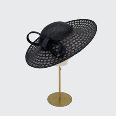 Black upsweep perching hat features a very shallow crown and can be worn to the side or straight. Fit with an elastic. Rachel Trevor Morgan, Bespoke Hats, Elegant Hats, Big Hat, Love Hat, Royal Ascot, Wedding Book, Bridal Hair Accessories, Bridal Collection