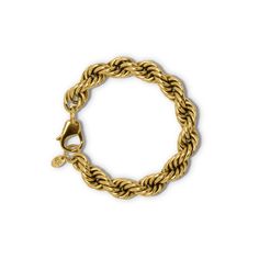 The Jala Bracelet is prominent and pronounced. This chain is an exquisite ode to old-school hip-hop. Handmade in NYC, this thick rope chain is an 80s throwback, timelessly designed with a beautiful antique finish. The chain's bulk is bold and luxurious but lightweight and modern. Style the Jala Bracelet casually with your favorite jogger set or just as effortlessly with a great button-down or layered up for an evening of fiery fun. About this Bracelet: Weight - 2.5 oz 14 Karat Gold Plated 16" ne 80s Throwback, Thick Rope, Chain Design, Jogger Set, Vintage Glamour, The 80s, Antique Finish, Rope Chain, Statement Jewelry