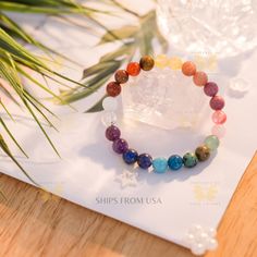 Listing is for 1 Chakra Bracelet, select from either 4mm bead size or 8mm bead size.  💎Bracelet Size: 1 size fits most. Elastic stretchy beaded bracelet. Fits most wrist size 5.5-7 inches.  💎Bead Size: 4mm or 8mm 💎Gemstones included in the 4mm Chakra Bracelet: amethyst, rose quartz, green aventurine, carnelian, red jasper, red garnet, tigers eye, lapis lazuli, sodalite, clear quartz, smoky quartz, howlite, black obsidian, rainbow hematite, turquoise howlite, sea sediment jasper, red tigers ey Symbolic Multicolor Round Beads Bracelets, Symbolic Multicolor Round Beads Bracelet, Symbolic Healing Bracelets With Round Beads, Symbolic Natural Stone Beaded Bracelets With Round Beads, Symbolic Beaded Bracelets With Natural Round Beads, Symbolic Beaded Bracelets With Natural Stones, Symbolic Natural Stone Beaded Bracelets, Symbolic Multicolor Beaded Bracelets With Round Beads, Symbolic Multicolor Beaded Bracelets