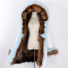 Fox Fur Parka "Pristine"-Fur parka-Pisani Maura-white bluenature C-S-Pisani Maura Girls Fur Coat, Coat With Fur, Fur Parka, Fur Coats Women, Fur Coats, Real Fur, Fox Fur, Coat Fashion, Winter Scarf