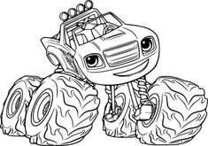 a cartoon monster truck with big wheels on it's back coloring pages for kids