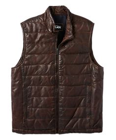 A leather vest is a great option to add a layer of luxury to any level of casual look. It offers an element of rugged sophistication and gives just the right amount of warmth. Zip front closure Quilted styling Two front hand-warmer pockets with snap closure Interior pockets 100% leather shell, 100% poly lining Professional care Imported Black Leather Vest, Front Hand, Leather Vest, Big & Tall, Hand Warmers, Snap Closure, Casual Looks, Black And Brown, Black Leather