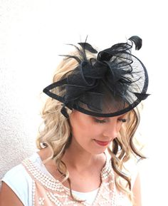 Fascinator Black Fascinator Black Hat Womens Tea by QueenSugarBee Womens Tea Party, British Hats, Hat Tea Party, Womens Tea, Black Fascinator, Hat Wedding, Church Hat, Tea Party Hats, Wedding Hat