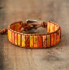 Sun Stones – Natural Stones Single Leather Wrap Bracelet Sardonyx Stone, Strength Bracelet, Sunstone Bracelet, Hope Bracelet, Wrap Armband, Tube Bracelet, Wrap Bangles, Jasper Bracelet, Stone Wrapping