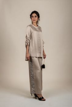 Unstitched Luxury Elegant Pant Set, Luxury Cotton Sets With Stand Collar, Muslim Cord Set Dresses, Luxury Silk Pant Set For Festive Occasion, Co Ord Sets Pants Boohoo, Luxury Beige Sets For Eid, Luxury Chic Sets For Eid, Luxury Women's Co-ords For Spring, Luxury Brown Sets For Eid