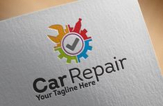 a car repair logo on a white paper