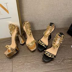 Product information:
 
 

Color: black, champagne
 
 Upper material: PU
 
 Product category: one-strip sandals
 
 Toe shape: square toe
 
 Sole material: PU
 
 Inside material: PU
 
 Heel height: 13.5cm
 
 Waterproof platform: 3cm
 
 
 Size Information:
 
 Size: 35,36,37,38,39,40,41

Unit：mm
 
 




 Packing list:
 
 A pair of sandals Black Platform Shoes, Super High Heels, Pu Heels, Peep Toe Sandals, Womens High Heels, High Heel Sandals, Womens Heels, Haiti, Gladiator Sandals