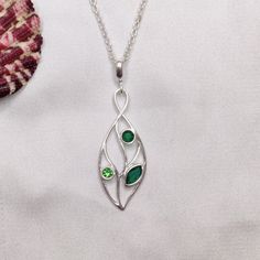 Emerald Gemstone 925 Sterling Silver Leaf Pendant for Thanksgiving, Gift for Her Multi Gemstone Necklace, Peridot Gemstone, Thanksgiving Gift, Emerald Gemstone, Leaf Pendant, Silver Leaf, Necklace Silver, Sterling Silver Pendant, Stone Pendants