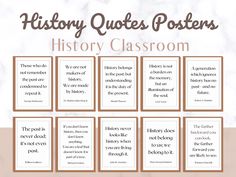 the history quotes posters are shown in brown and white