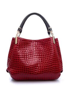 Affordable price buy Shoulder Bags on Stylewe, SPU: 11SSH8733ED, Color: Red Blue Black, Thickness:Heavyweight, Main Material:PU. Urban Bags, Prom Bag, Urban Commuter, Crocodile Pattern, Leather Finish, Work Wear Women, List Style, Exclusive Fashion, Olivia Mark