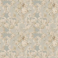 an old fashioned wallpaper pattern with flowers and leaves on grey background, suitable for use in interior or exterior design