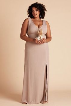 Shamin Plus Size Crepe Dress Curve - Taupe – Birdy Grey Taupe Bridesmaid, Taupe Bridesmaid Dresses, Spaghetti Strap Bridesmaids Dresses, Grey Bridesmaids, Birdy Grey, Grey Dresses, Plus Size Gowns, Plus Size Bridesmaid, Grey Bridesmaid Dresses