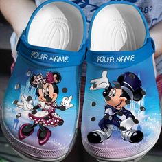 Custom Name Dancesport Mickey And Minie Mouse Clogs For Kids & Adults Disney Crocs, Minnie Mouse Cartoons, Crocs Slippers, Beach Running, Iconic Shoes, Crocs Clog, Trendy Patterns, Hawaiian Shirt Women, Crocs Crocband