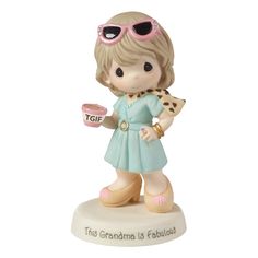 "This Precious Moments grandma figurine is perfect for your sassy and stylish grandmother. ""This Grandma is Fabulous"" detail 5.35''H x 2.87''W x 2.87''D Porcelain Wipe clean Model no. 153020  Size: One Size. Color: Multicolor. Gender: unisex. Age Group: adult." China Vase, Disney Maleficent, Marshmallow Treats, Precious Moments Figurines, Porcelain Jewelry, Bisque Porcelain, Just Because Gifts, Grandparents Day, Jewelry Dish