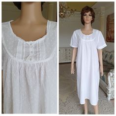 "80s Antique Nightshirt vintage cotton Nightshirt Antique slip dress Shift Dress Victorian Nightshirt Edwardian Nightshirt french Nightshirt XL height of the woman in the photo - 180 cm Please refer to photos for details of condition. Condition: good vintage Measurements: Length: 112 cm/44\" Bust: 117 cm/46\" Waist: 136 cm/53.5\" size: XL note The color on the pictures may vary due to monitor settings and light reflections. Ready to ship Please do not hesitate to contact with me for any question White Short Sleeve Relaxed Fit Nightgown, Relaxed Fit Nightgown For Summer Home Wear, Relaxed Fit Nightgown For Summer At Home, White Relaxed Fit Short Sleeve Nightgown, Relaxed Fit Cotton Nightgown For Casual Wear, Cotton Nightgown With Relaxed Fit For Daywear, Vintage Cotton Sleepwear For Summer, Summer Cotton Sleep Chemise, Vintage Short Sleeve Nightgown