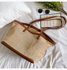 IN STOCK FAST SHIPPING FROM LOS ANGELES Fishnet patterned straw woven tote. Great for tropical vacation. New summer beach look. Size: 11.8"H x 18.8"W x 7.5"D Designer Style ID: 8512 Straw Woven Fishnet Tote Bag with Inner Pouch, Retro Vibes, Summer Bag, Everyday Shoulder Bag, Beach Bag Spring Travel Beach Bag Made Of Rattan, Travel Shoulder Bag In Woven Leather And Rattan, Beach Season Shoulder Bag With Braided Handles, Shoulder Bag With Braided Handles For Beach Season, Spring Straw Satchel Shoulder Bag, Straw Shoulder Bag For Everyday Summer Use, Straw Satchel Shoulder Bag For Spring, Satchel Shoulder Bag For Beach Season Shopping, Summer Satchel Shoulder Bag For Daily Use