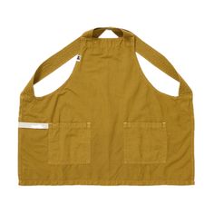 a yellow apron with two pockets on the front and one pocket at the back,