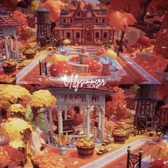 an animated image of a house surrounded by autumn foliage