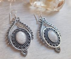 Silver boho drop earrings with black  moonstone. ☆Free shipping ☆High quality silver plated  ☆100 % nickel free ☆Beautifully wrapped with a free gift bag. Healing with Moonstone ♥ Happiness ♥ Good fortune ♥ Nurturing ♥ Mothering ♥ Unselfishness ♥ Humanitarian ♥ Love ♥ Hope ♥ Spiritual insight ♥ Easy childbirth ♥ Safe travel ♥ New beginnings ♥ Abundance ♥ Ancient wisdom Bohemian Moonstone Earrings Nickel-free, Bohemian Moonstone Earrings Nickel Free, Bohemian Moonstone Drop Earrings, Bohemian Moonstone Earrings With Ear Wire, Bohemian Moonstone Earrings, White Bohemian Earrings With Natural Stones, Bohemian White Earrings With Natural Stones, Bohemian Oval Earrings For Gift, Adjustable Bohemian Moonstone Earrings