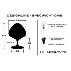 the design line is shown with measurements for each item in this image, including an egg shaped