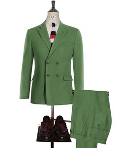 Semi-formal Green Blazer With Double Button Closure, Green Formal Long Sleeve Suits, Fitted Green Suit For Office, Semi-formal Solid Color Double-breasted Suits, Semi-formal Solid Double-breasted Suits, Green Fitted Long Sleeve Suit, Fitted Green Long Sleeve Suit, Green Long Sleeve Suits For Semi-formal Occasions, Semi-formal Green Long Sleeve Suits