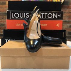 Previously Adored Black Leather Round Toe Christian Louboutin Slingbacks In A Size 36.5. Damage To The Leather On Each Heel Otherwise Great Condition. Includes Box And Dust Bag. Louboutin Shoes Heels, Slingbacks, Louboutin Shoes, Christian Louboutin Shoes, Homemade Gifts, Christian Louboutin Pumps, Shoes Women Heels, Christian Louboutin, Dust Bag