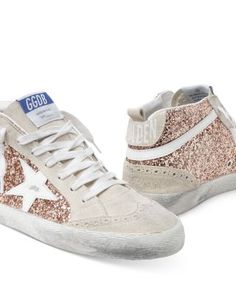 Golden Goose Deluxe Brand Women's Mid Star Glitter Mid Top Sneakers The Golden Goose, Golden Family, Rose Gold Sneakers, Mid Top Sneakers, Golden Goose Deluxe Brand, Mid Top, Star Sneakers, Rose Gold Glitter, Sneakers Online