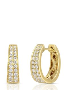 18kt yellow gold polished finish huggie hoop design pavé setting round-cut white diamonds totalling 0.50 carats lever fastening for pierced ears These earrings come as a pair. Normal everyday use and external agents may reduce the lustre of gemstones and gold surfaces. To maintain, use specific, non-abrasive products specially meant for cleaning jewellery. Anita Ko Jewelry, Gold Diamond Hoop Earrings, Anita Ko, Gold Outfit, Palm Beach Jewelry, Hoop Design, Demi Fine Jewelry, Diamond Hoop Earrings, Fine Jewels