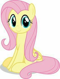 a pink pony sitting on the ground with long hair and big eyes, looking at the camera