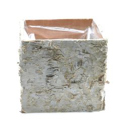 a wooden box with plastic wrap around the top and bottom, on a white background