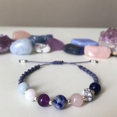 🔮🌙 𝒟𝓇𝑒𝒶𝓂𝓈𝓉𝒶𝓉𝑒 🌓✨ Introducing the sleep & dream support bracelet. Especially created with healing crystals to promote calmness, relaxation and sleep. Encouraging peaceful dreaming & deep sleep, whilst protecting against nightmares & insomnia. 🌛 *Please see below for healing benefits* 🦋 Aquamarine - Brings deep relaxation to the mind and body to help you let go on all levels and sleep deeply and peacefully.  Moonstone - Helps to reduce emotional stress, making it easier for our mind Spiritual Adjustable Hypoallergenic Friendship Bracelets, Adjustable Spiritual Healing Wristband, Adjustable Healing Bracelet Wristband, Adjustable Healing Wristband Bracelet, Adjustable Purple Braided Spiritual Bracelets, Crystals For Sleep, Crystal Healing Chart, Sleep Aid, Crystal Healing Bracelets