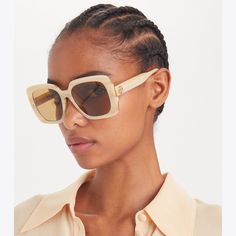 Oversized square frames accented with gradient acetate make a bold and sophisticated statement. The Miller sunglasses are detailed with front metal stiches and our signature logo on the temples. Tory Burch Square Sunglasses, Chic Acetate Square Frame Sunglasses, Chic Square Frame Acetate Sunglasses, Acetate Square Frame Sunglasses, Designer Beige Sunglasses With Gradient Lenses, Chic Beige Square Frame Sunglasses, Oversized Square Sunglasses, Soft Sandals, Sunglasses Women Designer