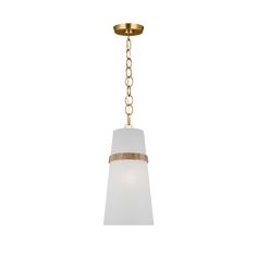 a white and gold light fixture with chain hanging from it's side, on a white background