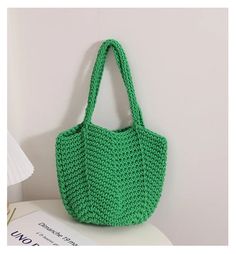 Length :30cm width :26cm height :22cm Knitting Tote, Knitted Bag, Party Purse, Commuter Bag, Woven Tote Bag, Casual Tote, Types Of Bag, Beach Tote Bags, Woven Bag